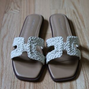 Madden Girl Cream Crochet Slide Sandals